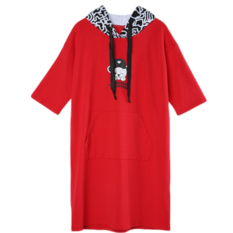 拉夏贝尔泰迪联名卫衣连衣裙女秋新款气质中长款韩版宽松慵懒风裙子秋