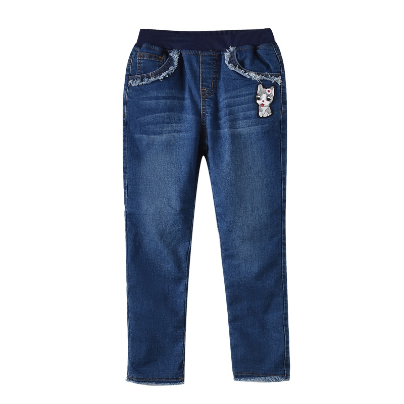 铅笔俱乐部童装2019秋冬新款女童保暖加绒牛仔裤中大童长裤儿童裤子