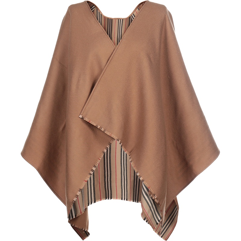 BURBERRY 博柏利 女士 标志条纹装饰羊毛披肩 80156541