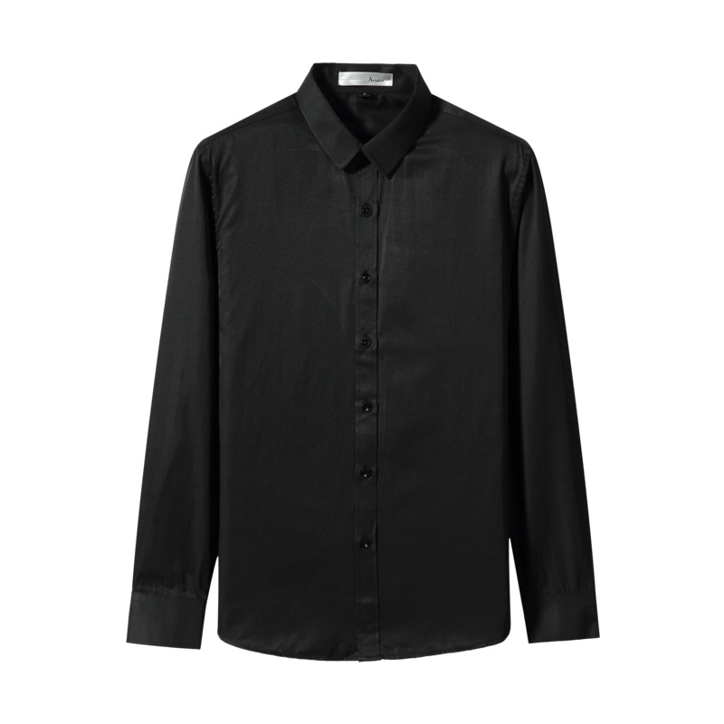 阿仕顿男装衬衫春秋季商务休闲简约纯色男士衬衫