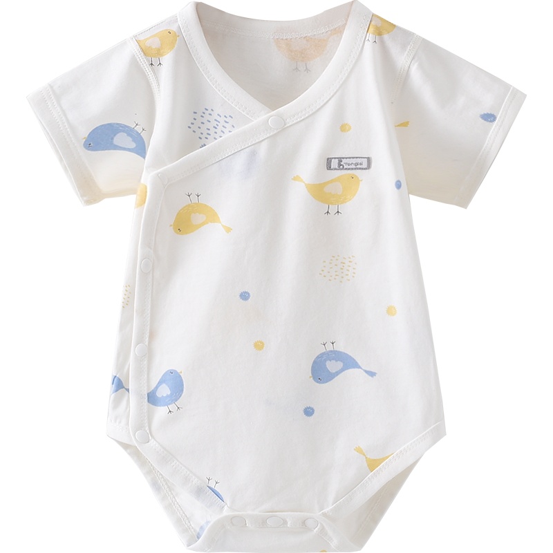 童泰(TONGTAI)2021年夏季款1-18月新生儿蛤衣男女宝宝纯棉短袖侧开包屁衣连体衣儿童家居服连体衣