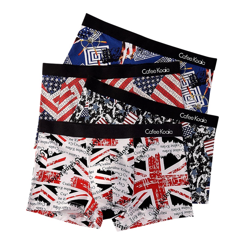 条装印花男士内裤男平角裤四角裤U凸性感44