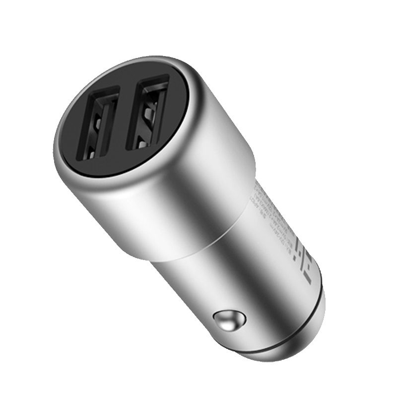 紫米ZMI 小米生态链QC3.0快充车充 5V2.4A双USB智能输出 一拖二手机平板通用汽车充电器 AP821 银色