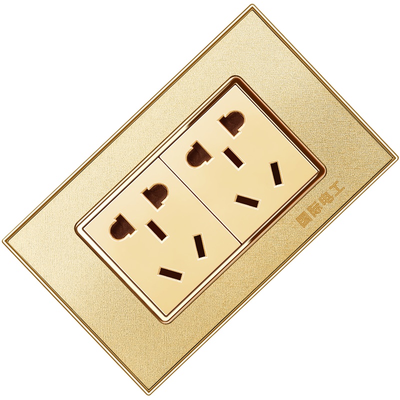 国际电工118型开关插座面板墙壁家用六孔家用组合香槟金一二位3D磨砂长面板单双控十孔10孔