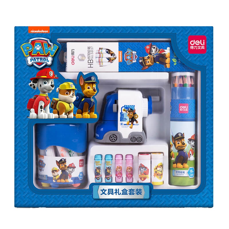 得力(deli)68893 汪汪队系列文具礼盒蓝色7件套 学习用品套装开学大礼包学生文具奖品开学礼儿童节礼品/生日礼品