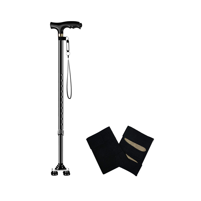 富林(FOLEE) 拐杖 SZ006(黑色) 病人移动辅助设备 老人拐杖防滑拐棍手杖医用四脚拐扙多功能伸缩轻便捌杖四角拐