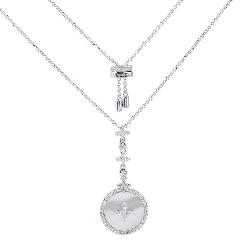 APM Monaco银镶晶钻星星母贝项链女锁骨链毛衣链情侣吊坠饰品颈链