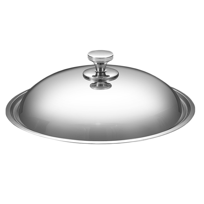 不锈钢锅盖炒菜锅盖子32cm34cm家用炒锅可立平底大锅盖鼎盖 34cm钢[纯钢把手]