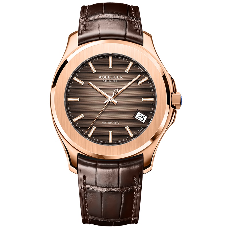 瑞士Agelocer艾戈勒手表 男士全自动机械表 男日历防水夜光手表 瑞士潮流休闲男表 baikal A6301