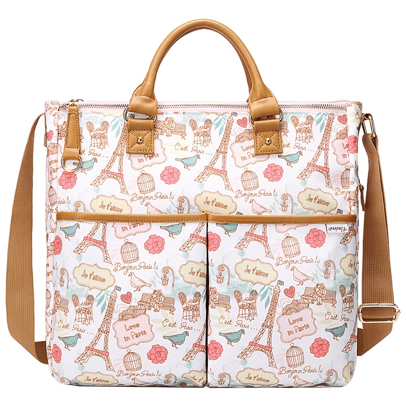 第九城（V.NINE）包包女包2019新款时尚妈咪包大容量单肩手提包多功能妈妈包