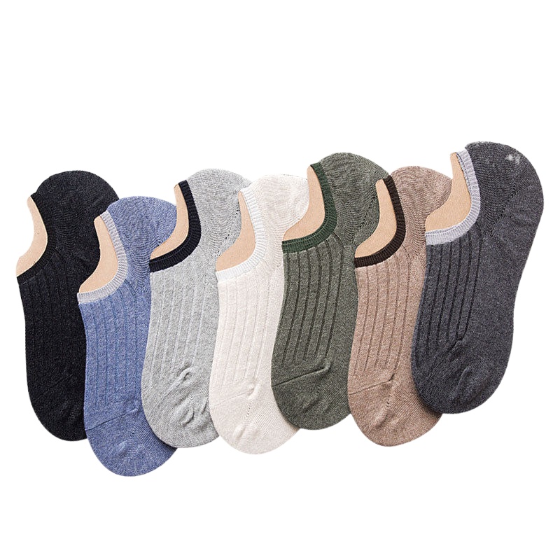 俞兆林[五双装]春夏纯棉袜男士夏季薄男袜硅胶防滑船袜男吸汗透气袜子男