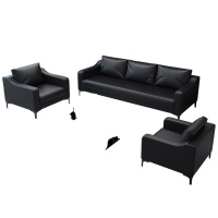 办公家具 简约现代套装洽谈会客商务接待沙发 三人位沙发(185*67*82cm)黑色