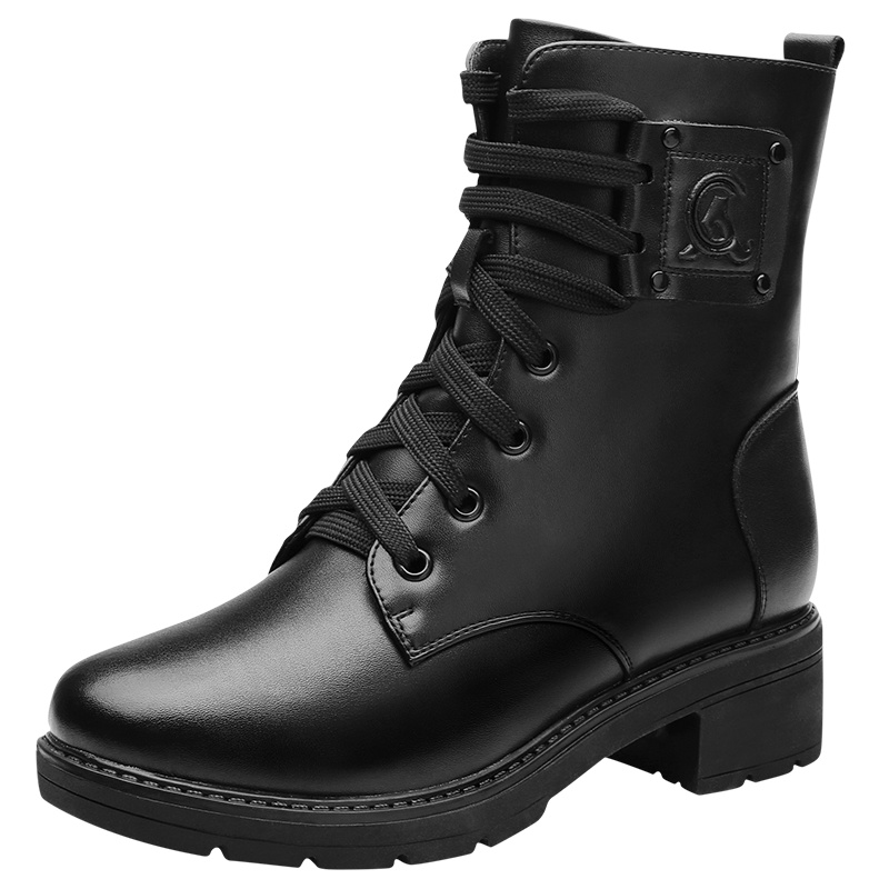 际华3515强人冬季新款马丁靴女羊毛保暖女靴便捷侧拉链时尚短靴