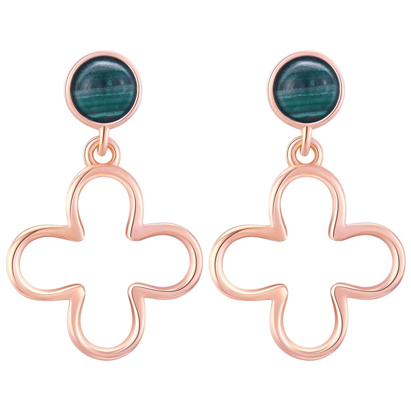 佰色传情BRIR纯银四叶草耳环女网红耳钉白贝母耳饰精致高级