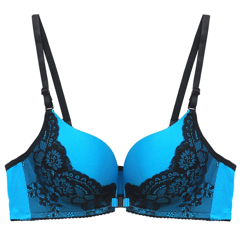 珀依兰 无钢圈前扣女文胸蕾丝边撞色 一片式内衣