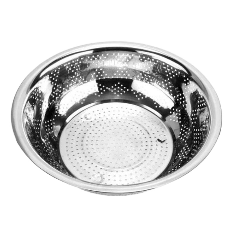 加厚304不锈钢圆形漏盆沥水盆家用洗米洗菜盆厨房淘米篮大水果盆 FENGHOU 21厘米小孔一个装洗菜篮洗菜篮