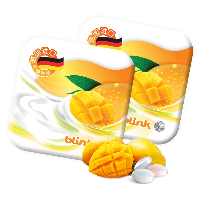 德国进口Blink冰力克15g*2盒芒果酸奶味无糖薄荷糖清新口气清凉糖含片