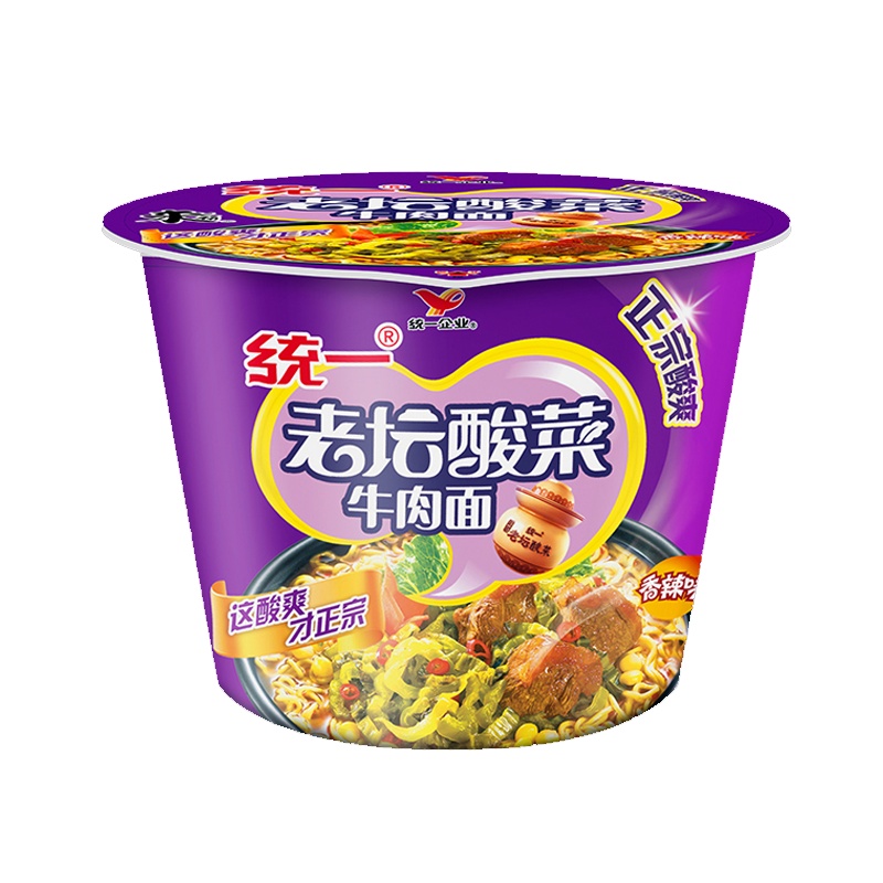 统一方便面(老坛酸菜牛肉面)120gx12桶/箱