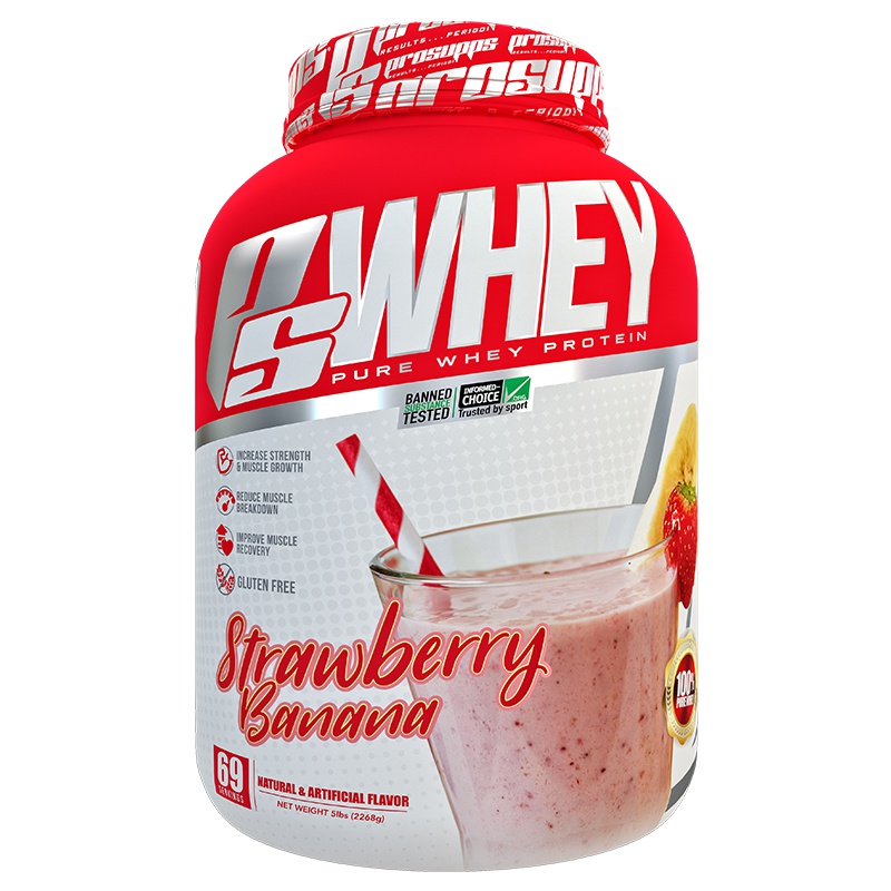 海德力ProSupps 乳清蛋白粉5磅男女运动健身健肌蛋白质粉 草莓香蕉味