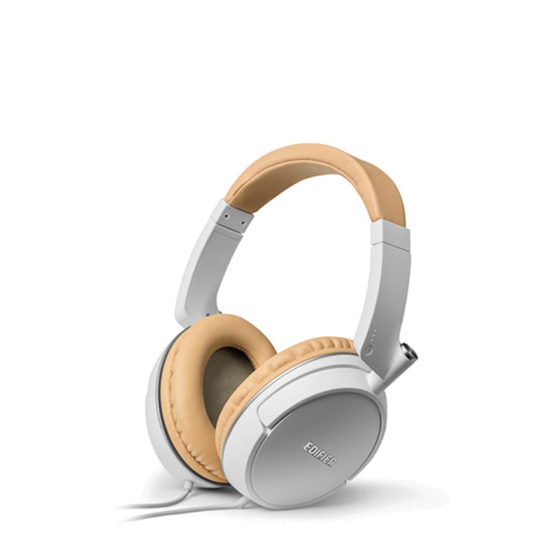 Edifier/漫步者 H841P手机笔记本电脑头戴式重低音乐3.5mm插孔有线耳机带麦便携耳麦白色