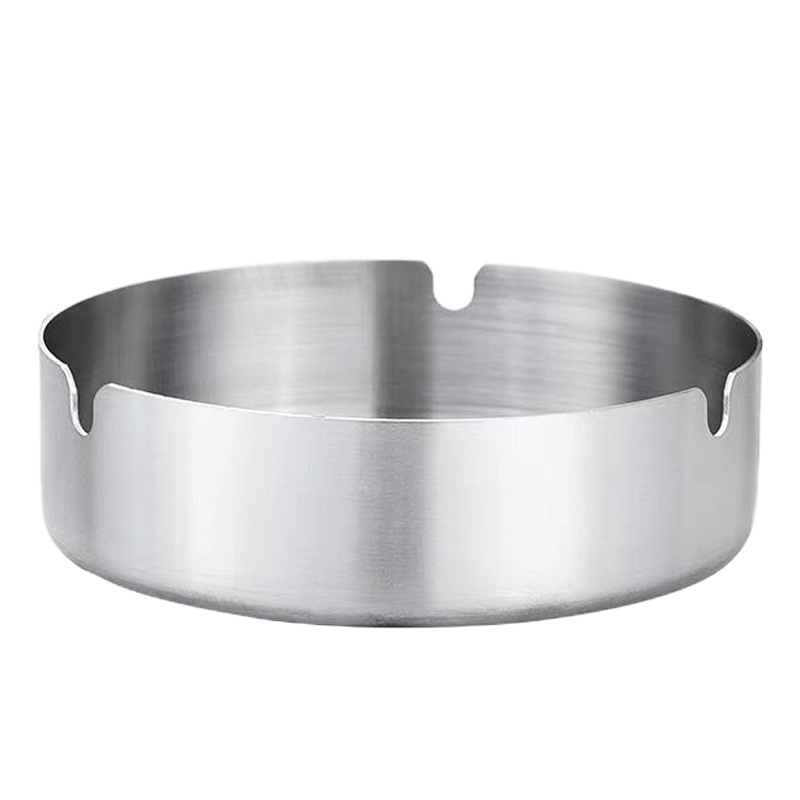 封后不锈钢烟灰缸防摔加高烟灰缸宾馆KTV酒店圆形烟灰缸创意定制OGO 矮款烟灰缸大号12CM摆件