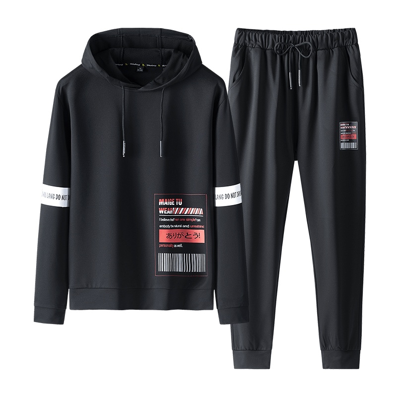 稻草人(Mexican)卫衣男春秋季套装学生ins连帽韩版潮流搭配嘻哈风帅气两件套