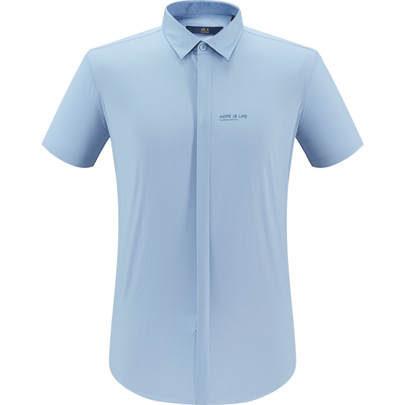 HLA海澜之家简约大方休闲衬衫2019夏季舒适时尚短袖衬衫男HNECJ2R088A