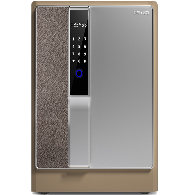 得力(deli) 4156触摸按键面板指纹密码保险柜 H610mm保险保管箱柜(浅棕)