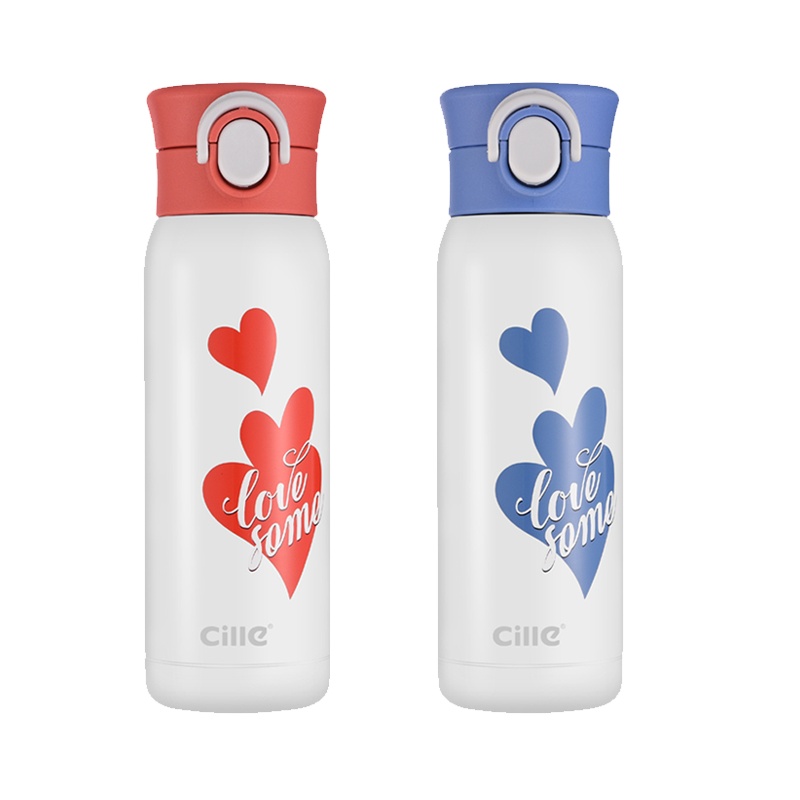 希乐保温杯女便携情侣真空不锈钢杯子男学生韩版清新创意潮流水杯450ml