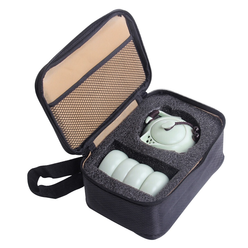 苏宁极物 旅行茶具 DX1307 便携式定窑一壶四杯旅行亚光茶具（套）