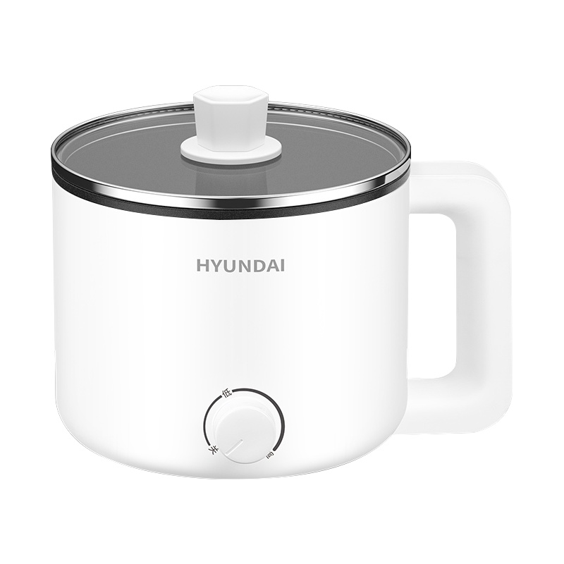 Hyundai电煮锅宿舍学生锅多功能电热火锅炒菜煮面一体小型电热锅【椰奶白】