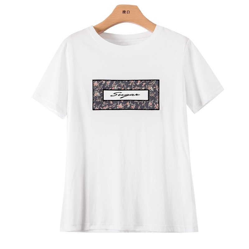 晚白2020夏季新品时尚通勤休闲百搭简约圆领宽松常规款短袖T恤女