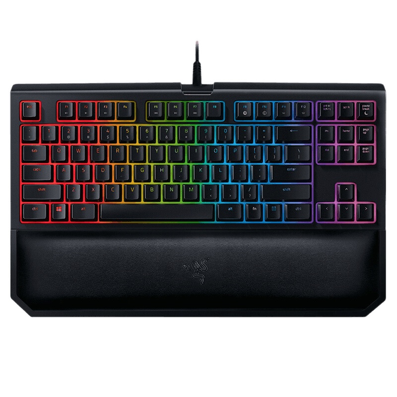 雷蛇(Razer)黑寡妇蜘蛛竞技幻彩版V2 机械键盘 有线键盘 游戏键盘 87键 RGB 电竞 黑色 绿轴 有腕托