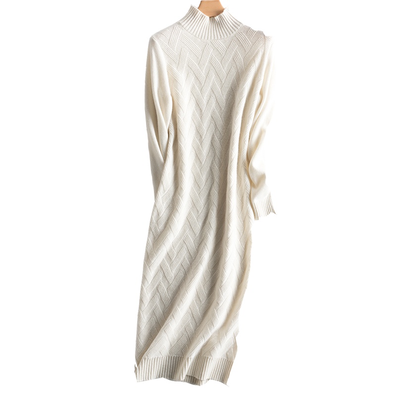 恒源祥女士羊绒衫2020冬新款女半高领加厚中长款套头打底羊绒针织衫女