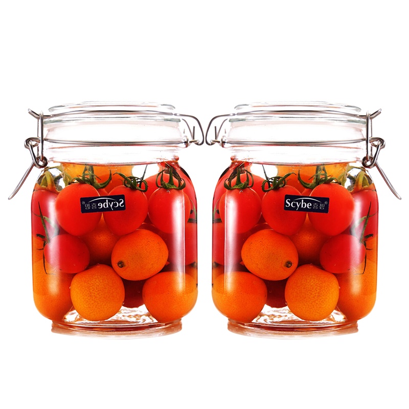 [Scybe]喜碧斯格1000ML玻璃密封罐玻璃瓶储物罐蜂蜜瓶酵素瓶奶粉糖果罐泡酒瓶2只装