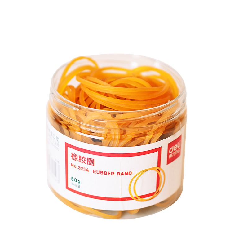 得力(deli)3214橡胶圈乳胶圈皮筋财务用品橡皮筋办公用品文具 50g/筒 10筒装