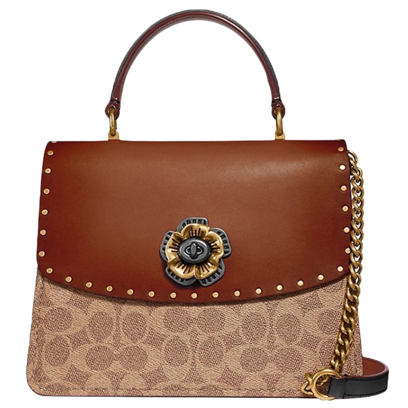 【直营】Coach 蔻驰PARKER 女士棕色手提斜挎包单肩包 53349B4NQ6