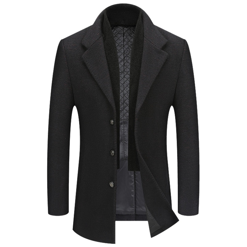 HODO红豆男装 男士毛呢大衣 秋冬季商务简约围脖西服领毛呢大衣外套男