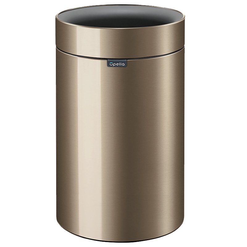 优百纳/Upella 优百纳欧式创意家用不锈钢垃圾桶 厨房客厅卧室办公室垃圾分类 开口无盖12L