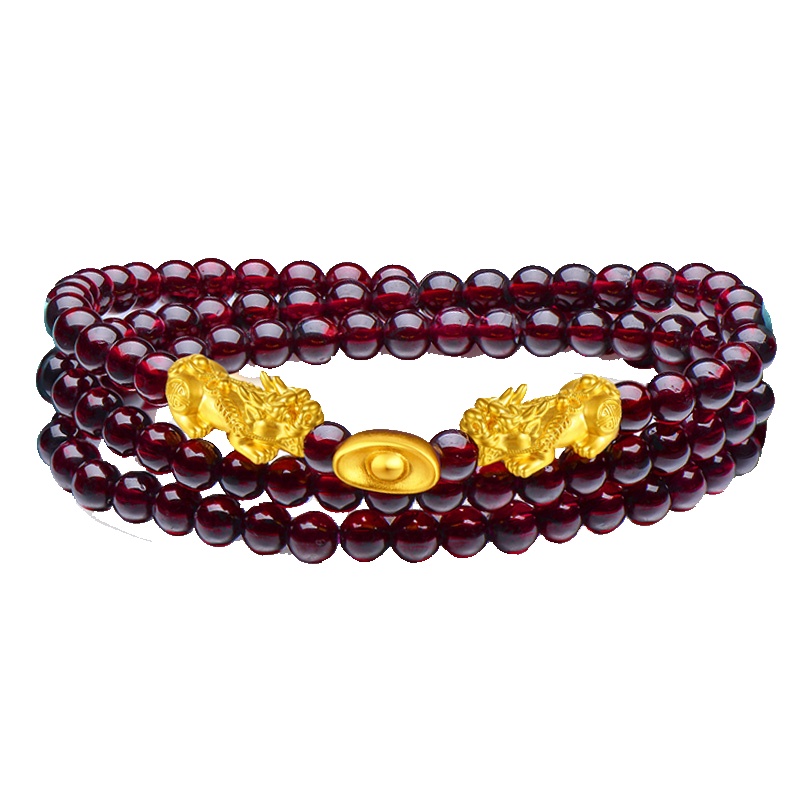 佐喜佑福 貔貅元宝黄金手链女款硬金石榴石 金重约1.2-1.5g ZXZBZX103Da