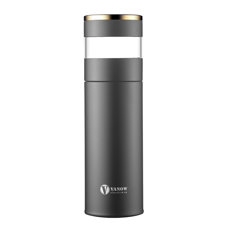 英国Vanow智能保温杯男女[智能测温]茶水分离商务泡茶杯316不锈钢礼盒定制大容量车载便携水杯子 VO-PN-450