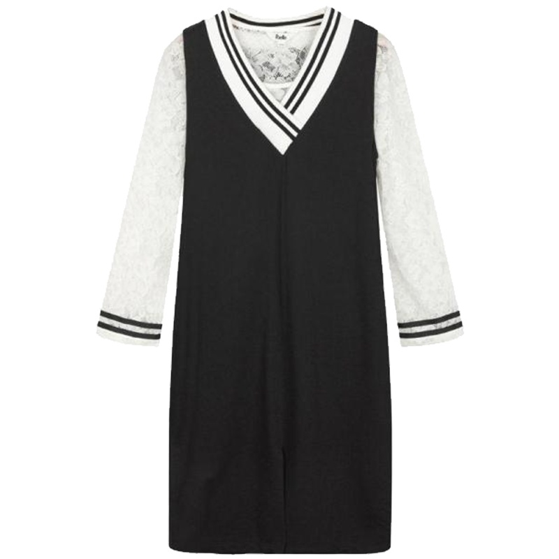 拉夏贝尔时髦套装裙女装新款韩版时尚长袖港风俏皮两件套连衣裙潮2T000239