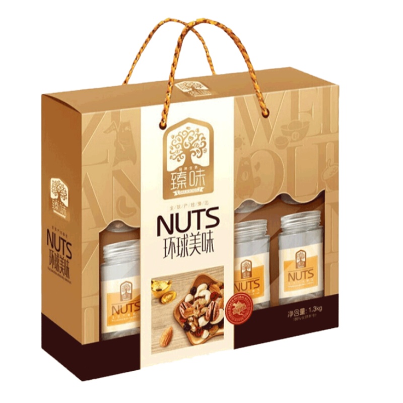 臻味-环球优选组合2.4kg(美国原色开心+澳洲巴旦木+土耳其金提干+美国开口榛子+巴西鲍鱼果+阿联酋椰枣)