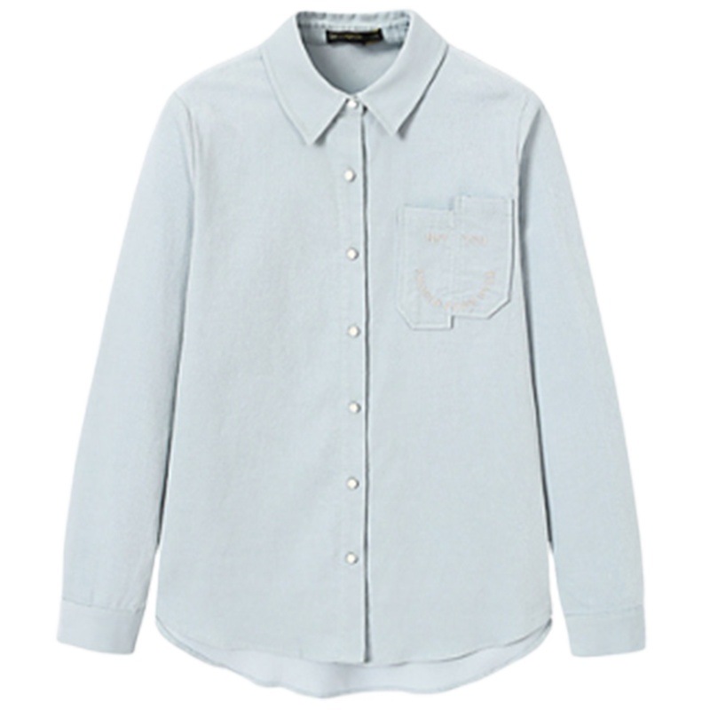 【专柜同款】拉夏贝尔2019秋冬新款设计感小众白衬衫女时尚百搭宽松个性上衣女10024393