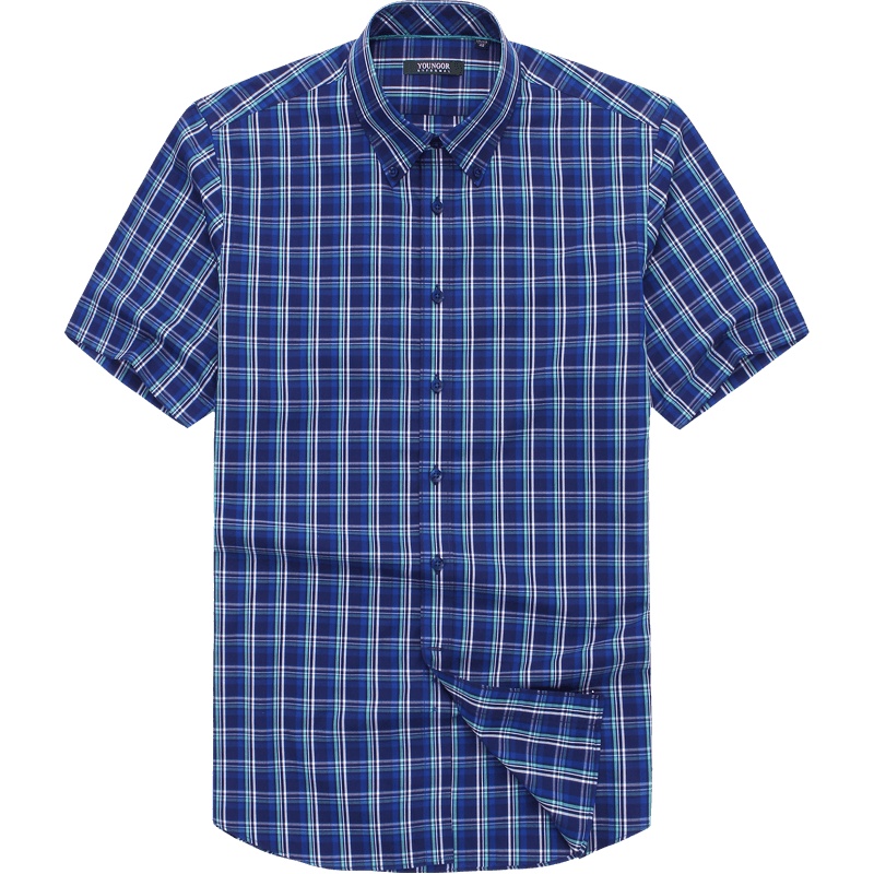 Youngor/雅戈尔衬衫男夏季免烫衬衫 短袖衬衫男修身 商务休闲017TKY