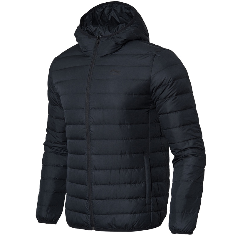 李宁篮球系列男子保暖轻盈连帽运动短羽绒服外套