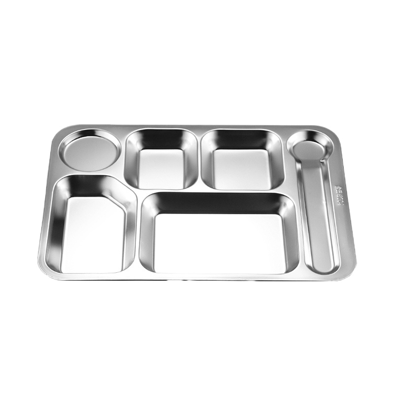 意黛斯(YIDAISI) 不锈钢餐盘 六格 6格 餐盘 304不锈钢餐盘 特厚大勺款 饭盒 环保[10个起售]