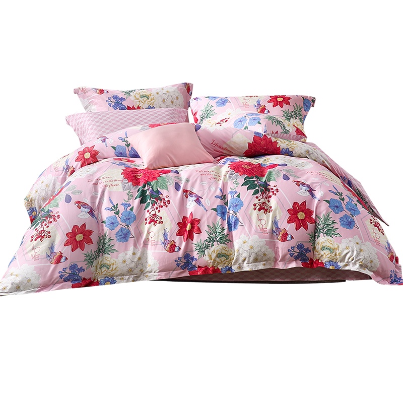 富安娜纯棉斜纹印花床单套件