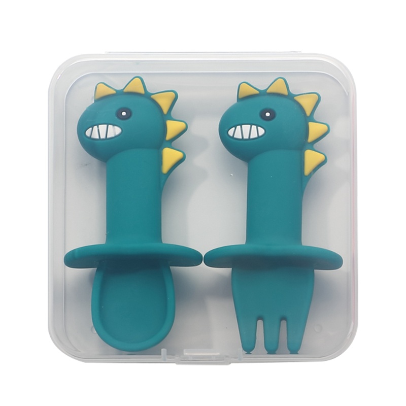 开优米(Kiuimi)舔舔勺宝宝学食勺吃饭训练勺婴儿辅食硅软勺婴童叉婴童勺婴童筷叉勺餐具 粉色款