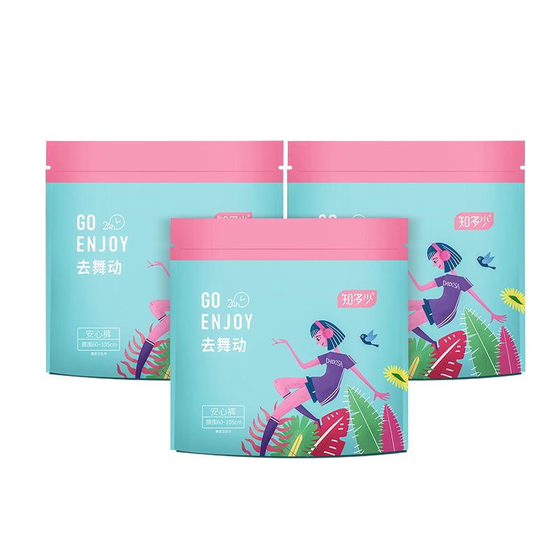 知多少安心裤3包6条 女夜用成人姨妈日用+夜用裤型卫生巾经期生理裤女性护理安睡裤